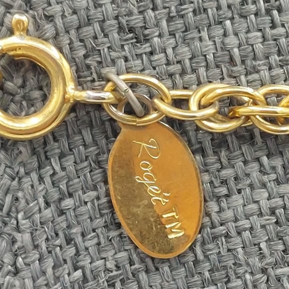 Roget TM Gold Toned Twisted Link 30" Long Necklace Chain Satellite Rings Vintage - Picture 6 of 7